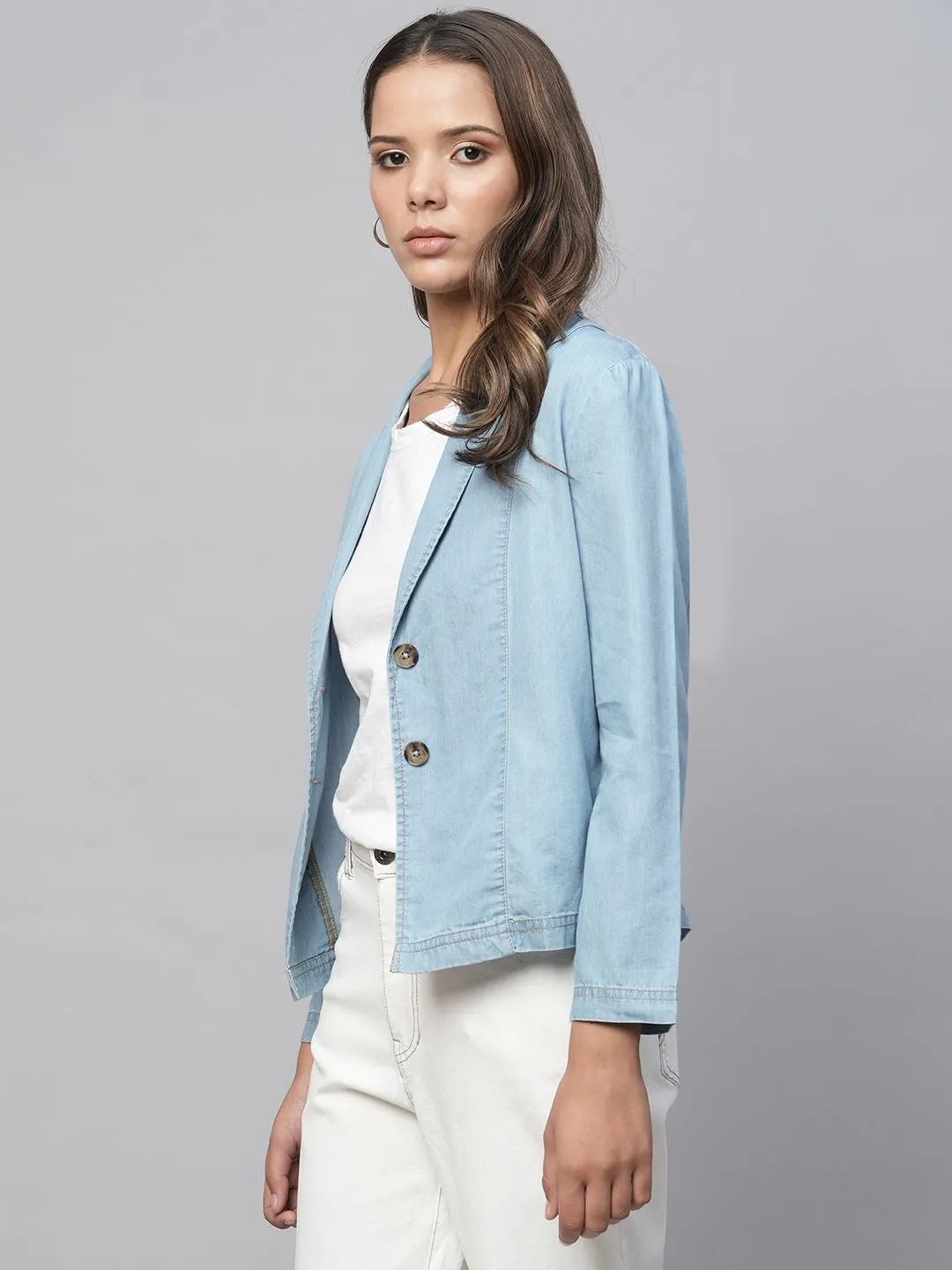 Cotton Tencel Denim Unlined Fluid Jacket