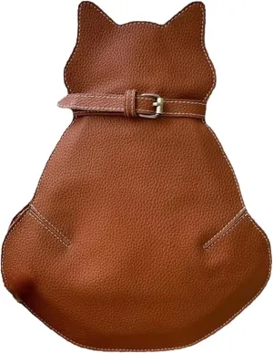 Cute Cat Bag PU Leather Sling - Solid Color Satchel Purse and Shoulder Bag for Women, Funny Fashion (Brick)