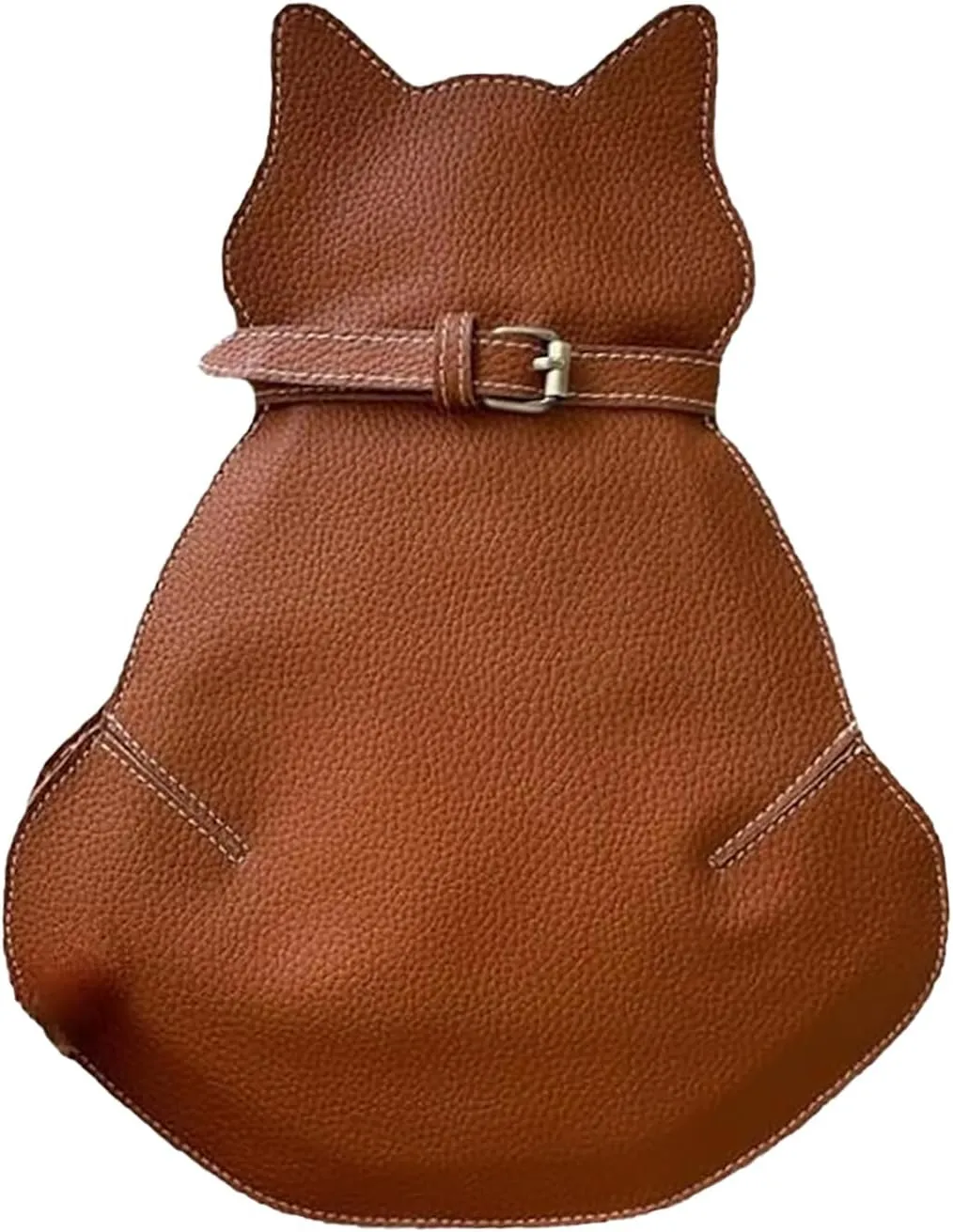 Cute Cat Bag PU Leather Sling - Solid Color Satchel Purse and Shoulder Bag for Women, Funny Fashion (Brick)