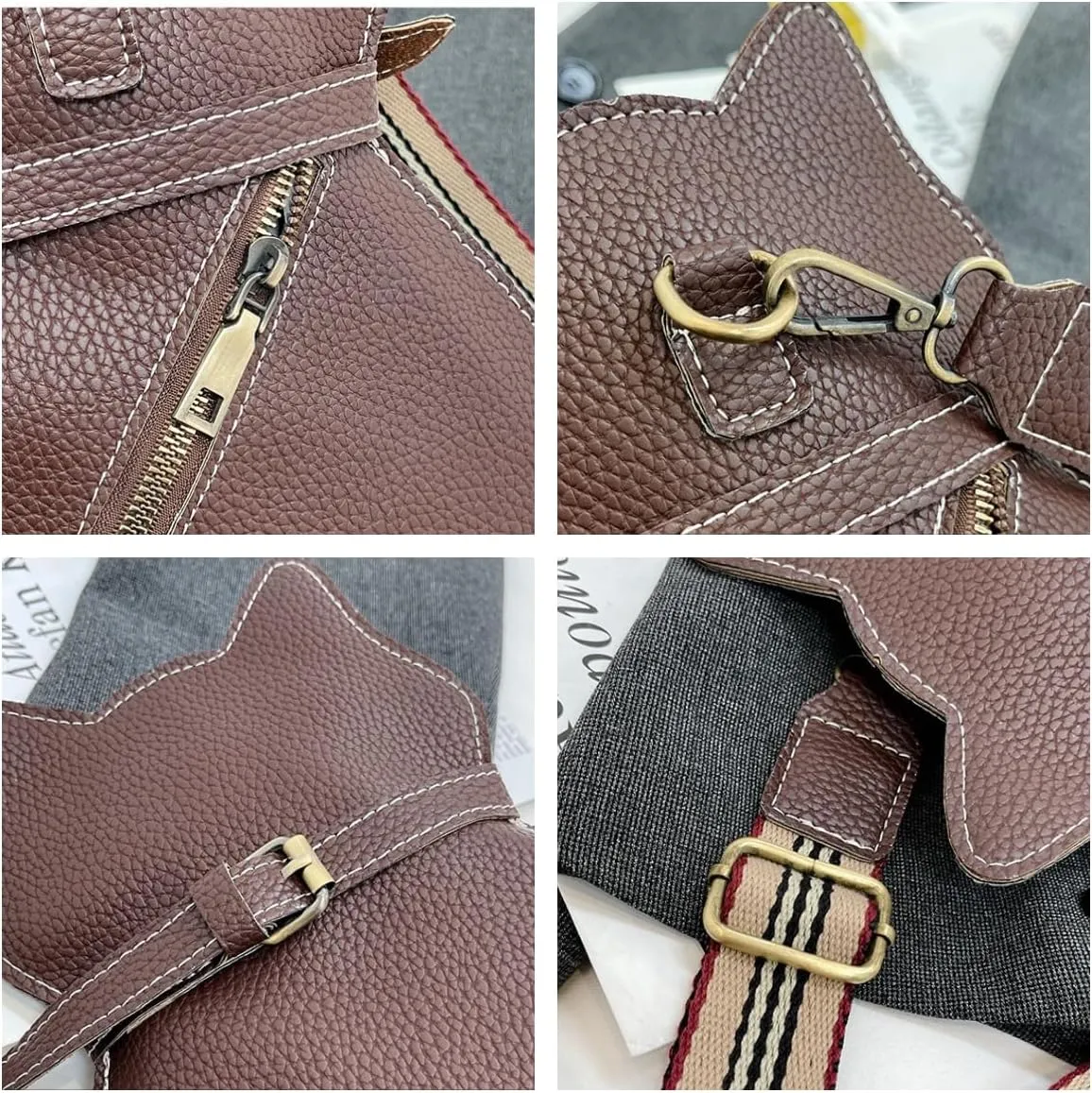 Cute Cat Bag PU Leather Sling - Solid Color Satchel Purse and Shoulder Bag for Women, Funny Fashion (White)