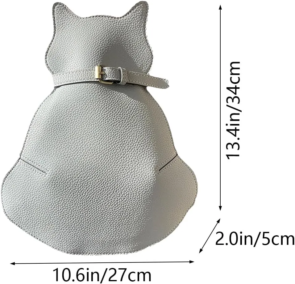 Cute Cat Bag PU Leather Sling - Solid Color Satchel Purse and Shoulder Bag for Women, Funny Fashion (White)