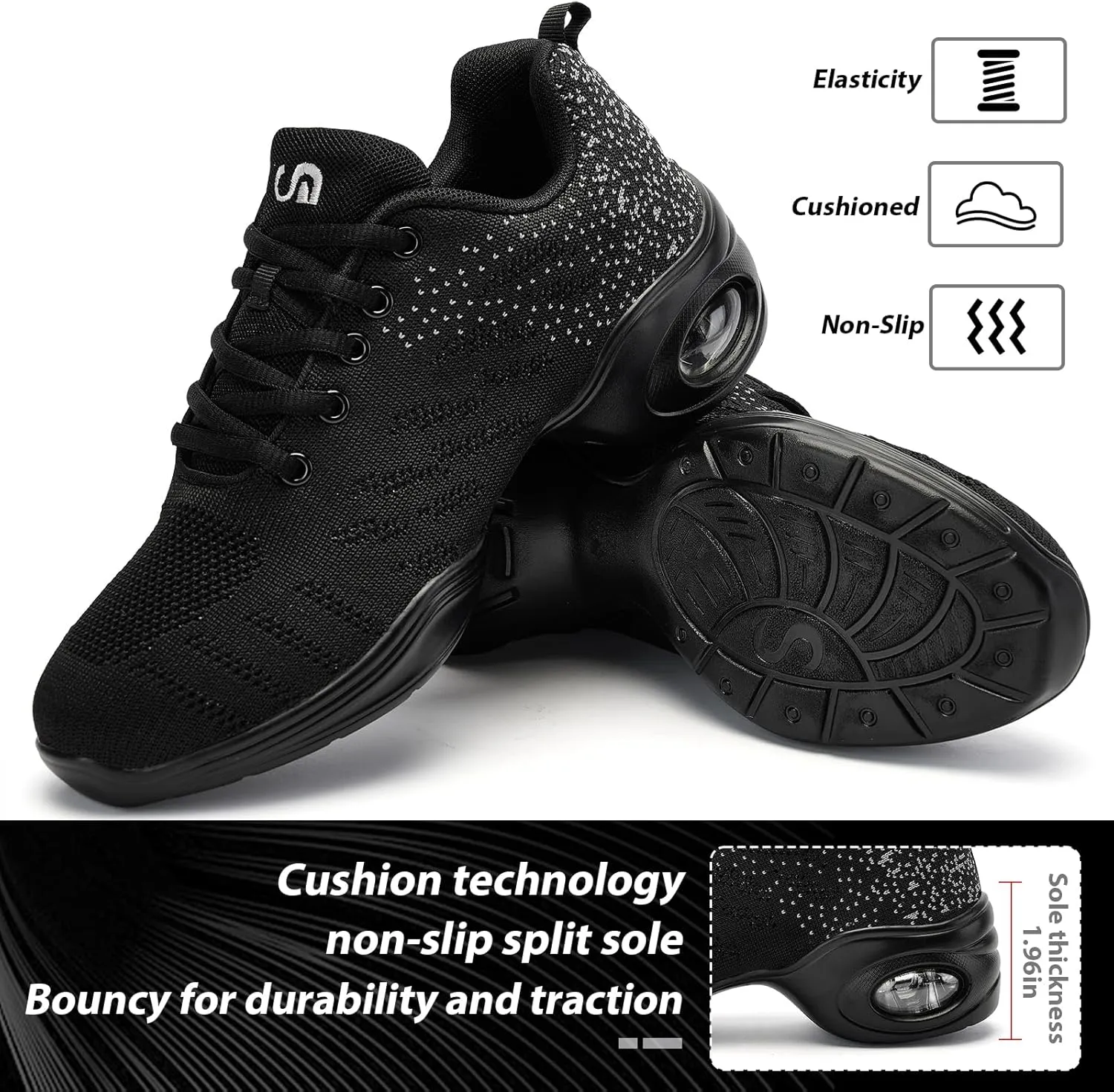 Dance Shoes for Women Jazz Shoes Women Dance Sneakers Breathable Air Cushion Split Sole Athletic Walking Dance Shoes Platform Shoe