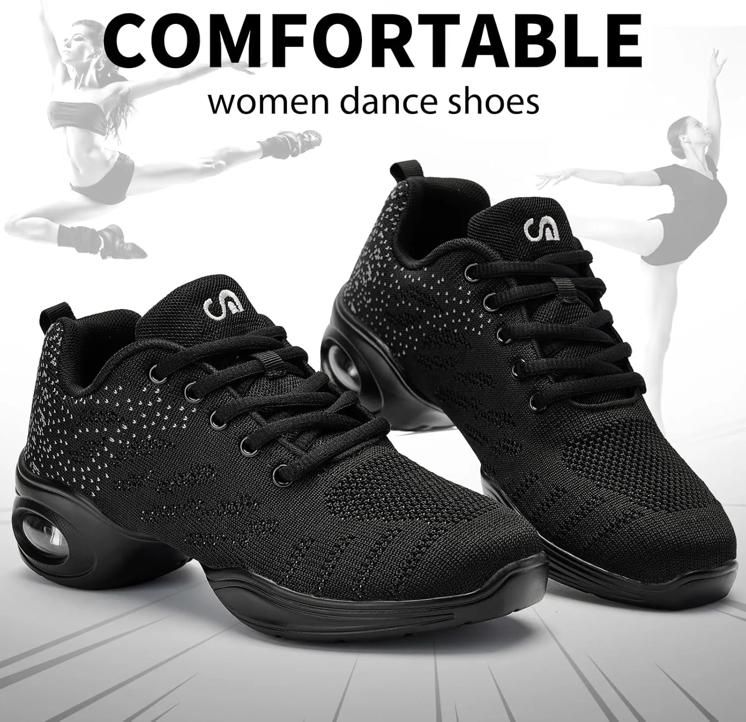 Dance Shoes for Women Jazz Shoes Women Dance Sneakers Breathable Air Cushion Split Sole Athletic Walking Dance Shoes Platform Shoe
