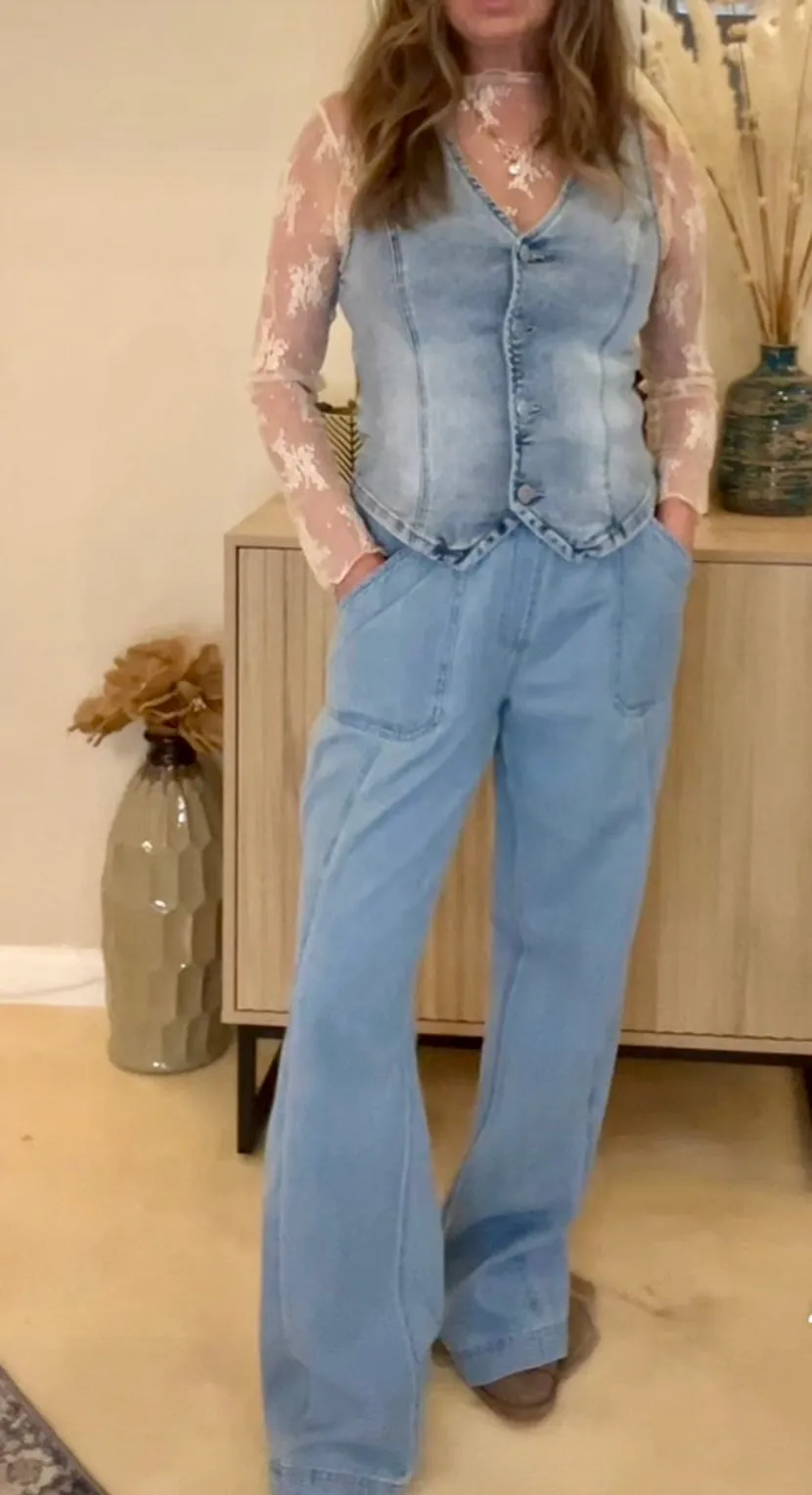 Denim Button Down Vest