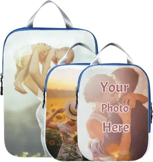 DIY Photo Personalized Customization 3 Pcs Packing Cubes for Suitcases Travel Luggage Organizer Compression Packing Cubes for Travel Suitcase Organizer Bags Set