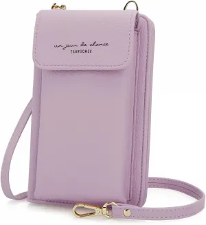 DOB SECHS Leather Passport Wallet Crossbody Phone Bag, RFID Blocking Passport Holder Credit Cards Case for Women
