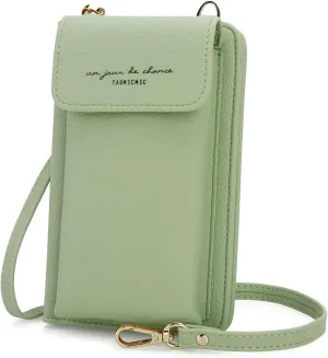 DOB SECHS Leather Passport Wallet Crossbody Phone Bag, RFID Blocking Passport Holder Credit Cards Case for Women