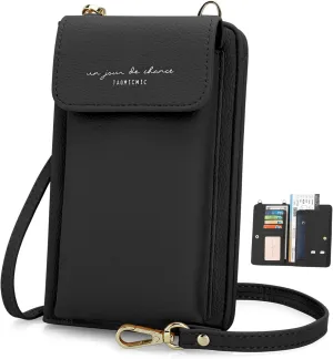 DOB SECHS Leather Passport Wallet Crossbody Phone Bag, RFID Blocking Passport Holder Credit Cards Case for Women