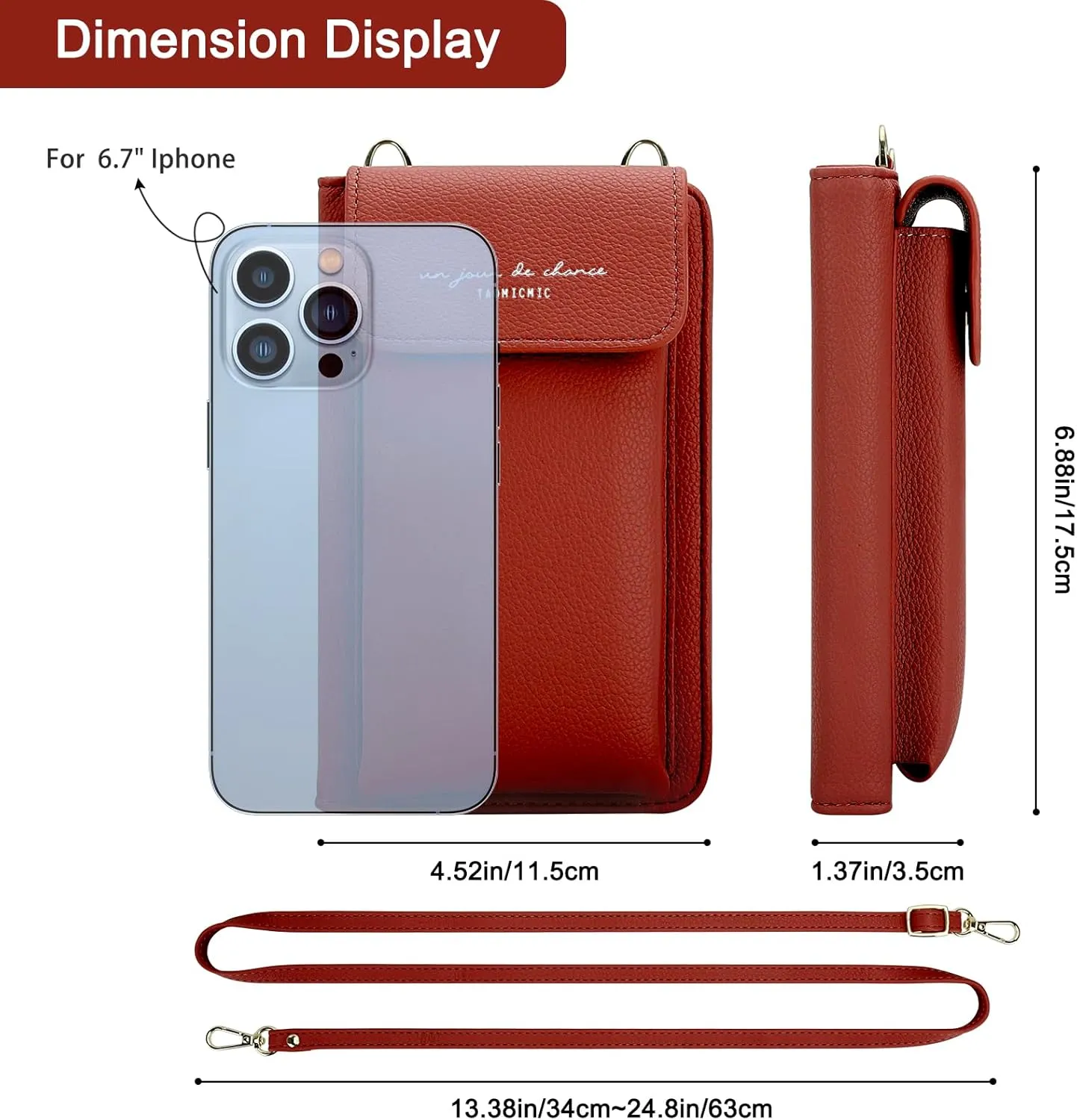 DOB SECHS Leather Passport Wallet Crossbody Phone Bag, RFID Blocking Passport Holder Credit Cards Case for Women