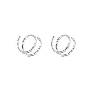 Double Hoop Nose Ring for Single Piercing,2PCS 20G 8mm Spiral Nose Rings Hoops Handmade Tiny Thin Piercing Jewelry for Women (Silver)
