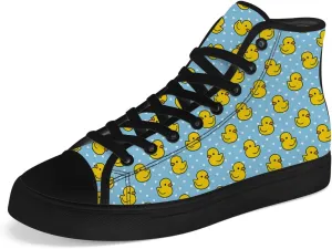 Duck High Top Canvas Shoes for Men Women Cartoon Duck High Top Sneakers Lace Up Casual Shoes Gifts for Girls Boys