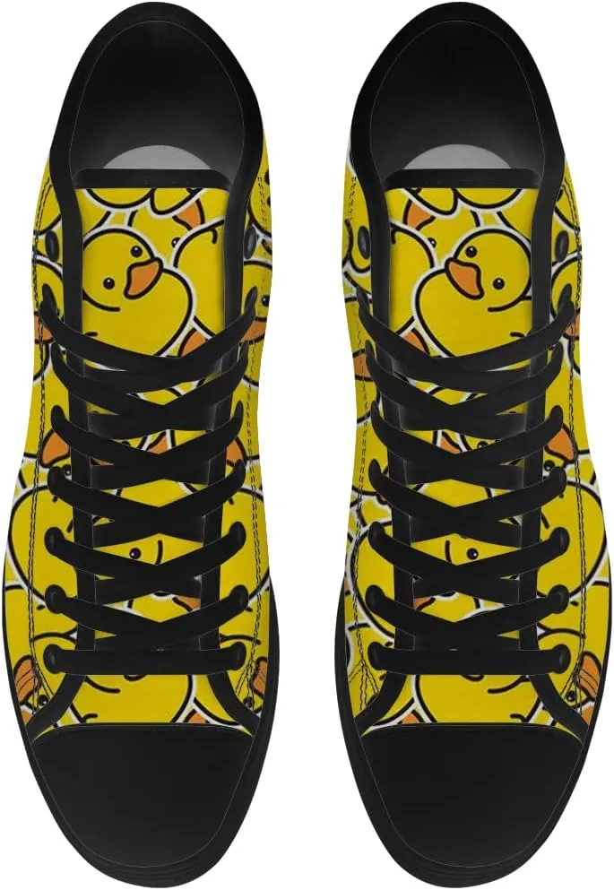 Duck High Top Canvas Shoes for Men Women Cartoon Duck High Top Sneakers Lace Up Casual Shoes Gifts for Girls Boys
