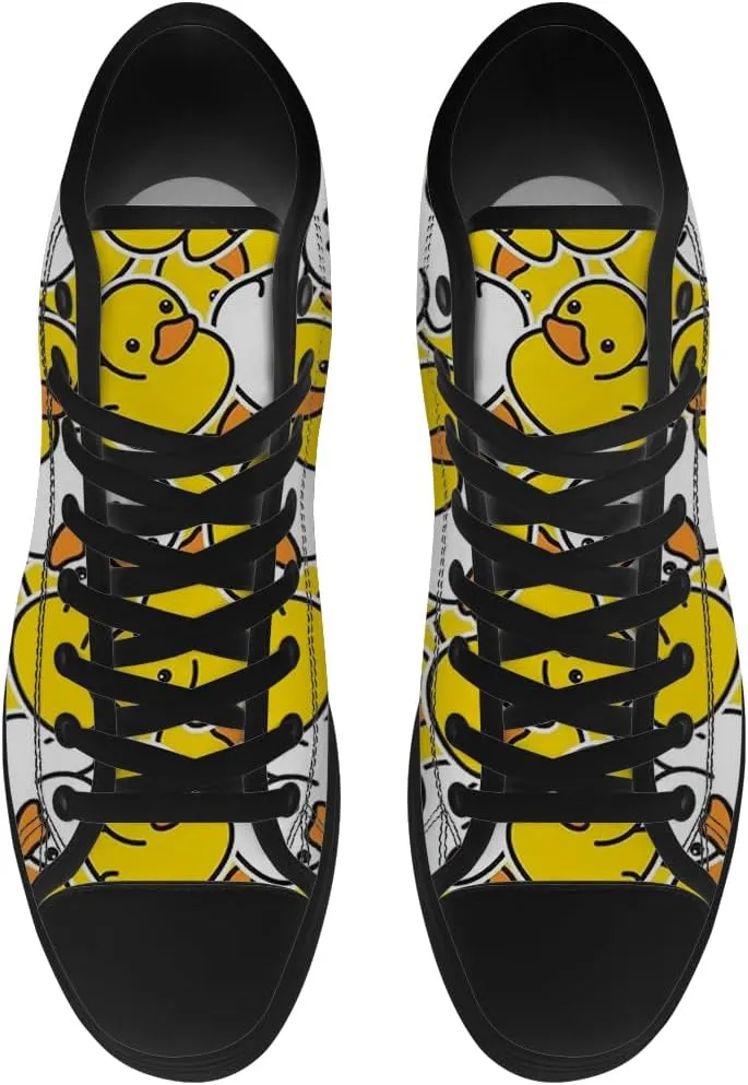 Duck High Top Canvas Shoes for Men Women Cartoon Duck High Top Sneakers Lace Up Casual Shoes Gifts for Girls Boys