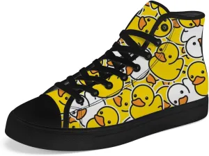 Duck High Top Canvas Shoes for Men Women Cartoon Duck High Top Sneakers Lace Up Casual Shoes Gifts for Girls Boys