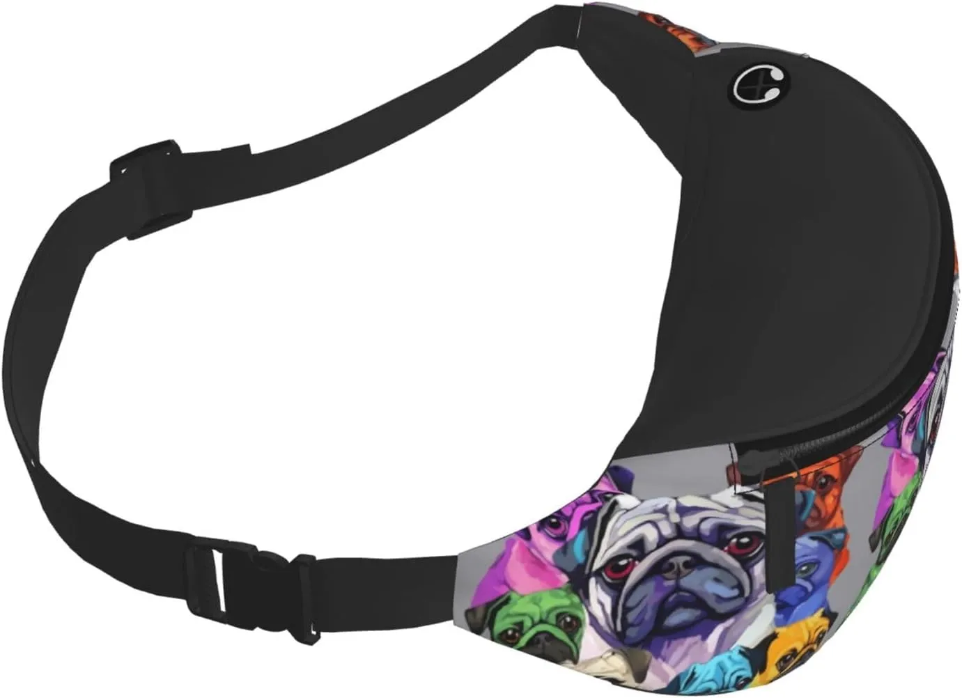 Dujiea Fanny Pack, Colorful Pug Dogs Funny Puppy Waist Bag with Headphone Hole Belt Bag Adjustable Sling Pocket Fashion Hip Bum Bag for Women Men Kids Outdoors Casual Travelling Hiking Cycling