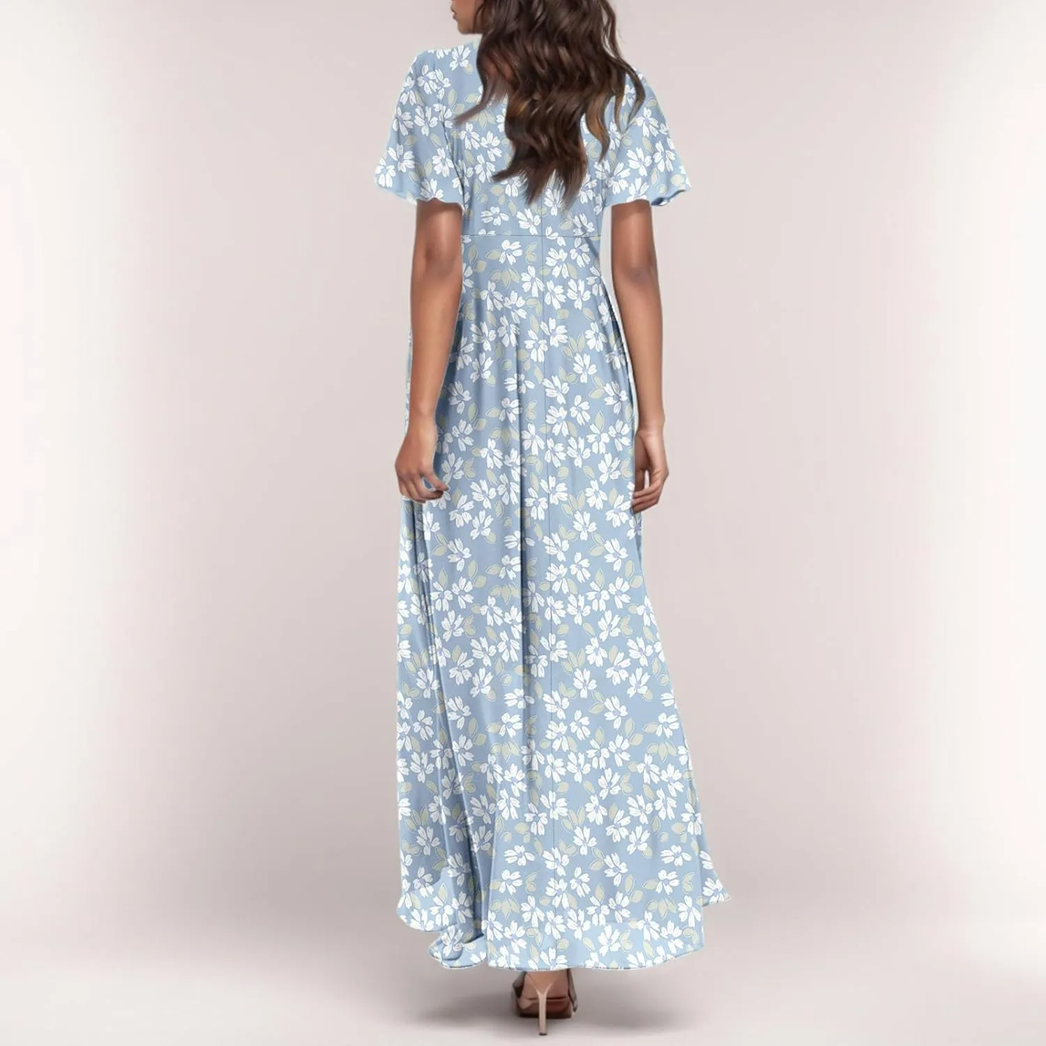 Easter Dress for Women Chiffon Dresses Swing Flowy Ruffle Hem Swing Womens Dresses Summer Beach Casual Dresses