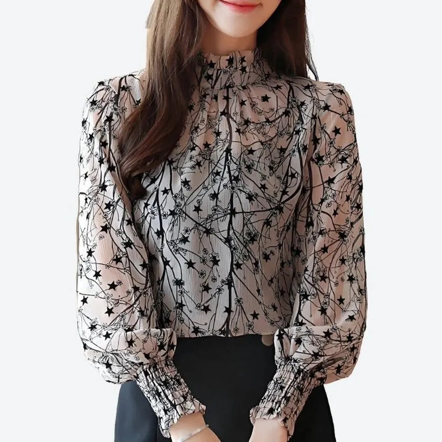Elegant Sheer Long-Sleeve Blouses