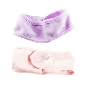 ERINGOGO 2Pcs Wide Yoga Headbands for Women Beauty Salon Hair Band Soft Knitted Face Towel Purple Pink Colors for Skincare and Makeup Lovely Headwear