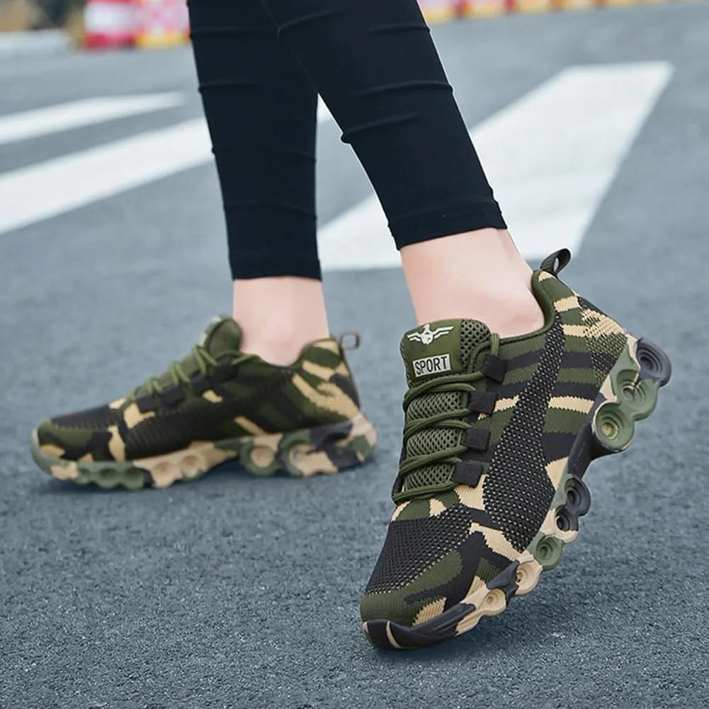 ESXGED Womens Camouflage Running Sneakers Mens Breathable Trail Hiking Walking Shoes Non Slip Casual Workout Footwear