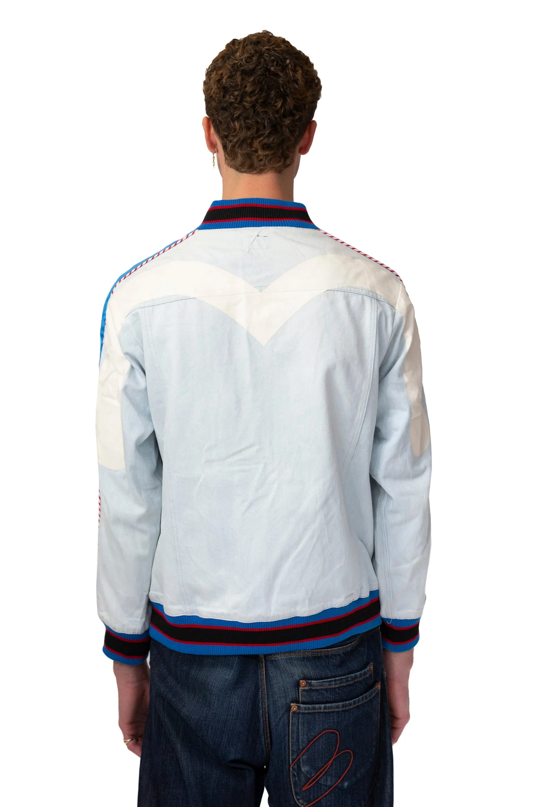 Evisu Stripe Collar Denim Button Up Jacket