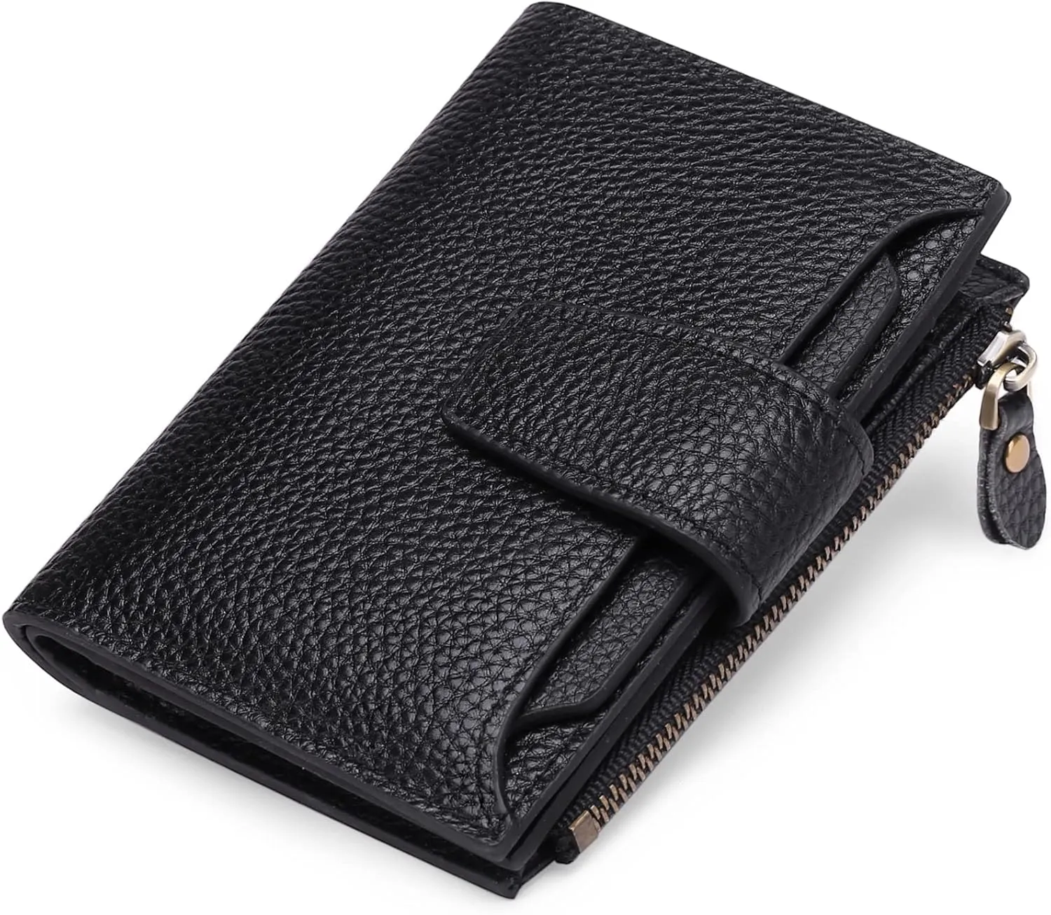 Falan Mule Women's Genuine Leather Wallet, Compact Size, RFID Blocking, Includes Coin Pouch, Card Holders, 14 Slots