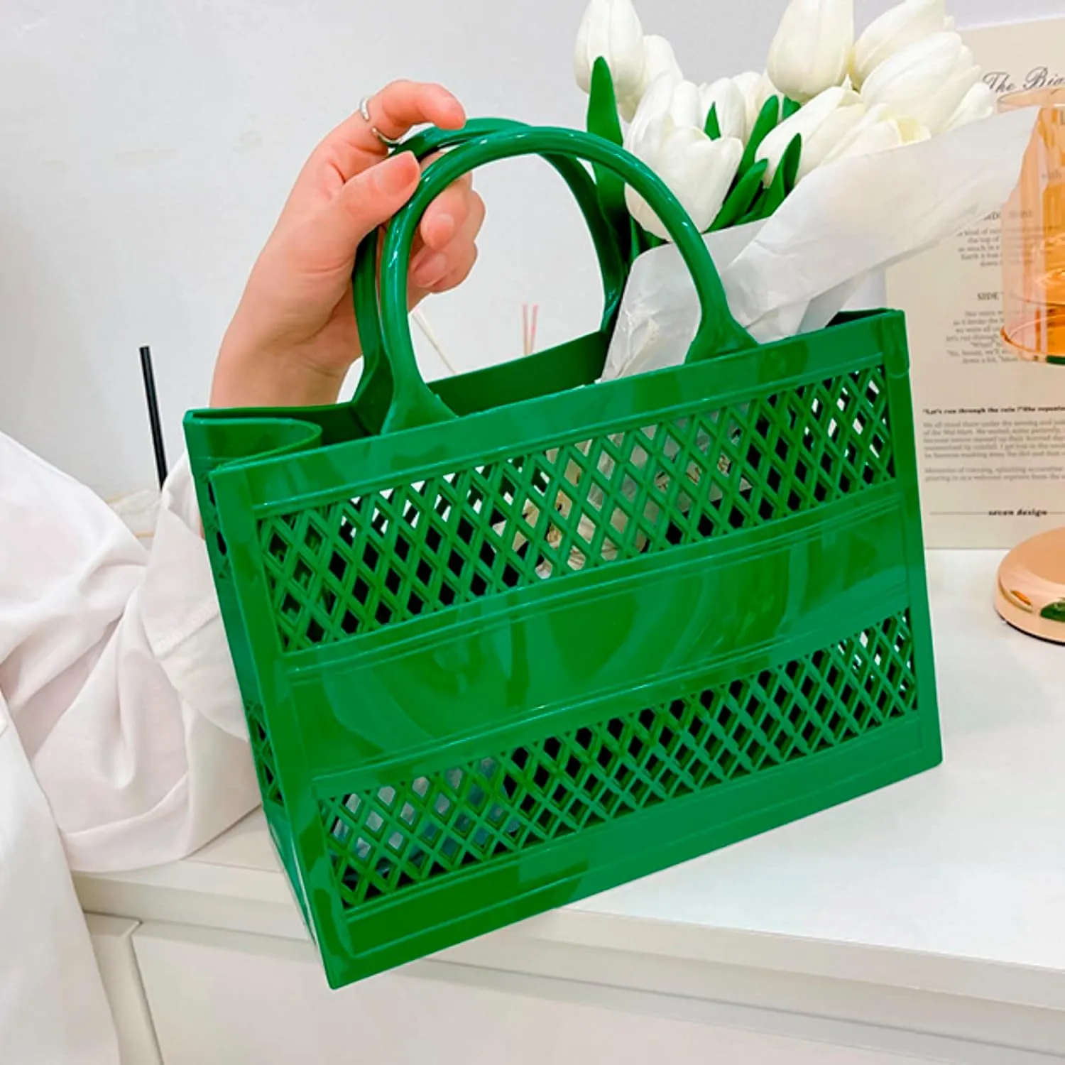 Fashion Big Capacity PVC Shopping Tote Bag Rubber Silicone Beach Bag Go Power Sports Clutch Shoulder Messenger Bags