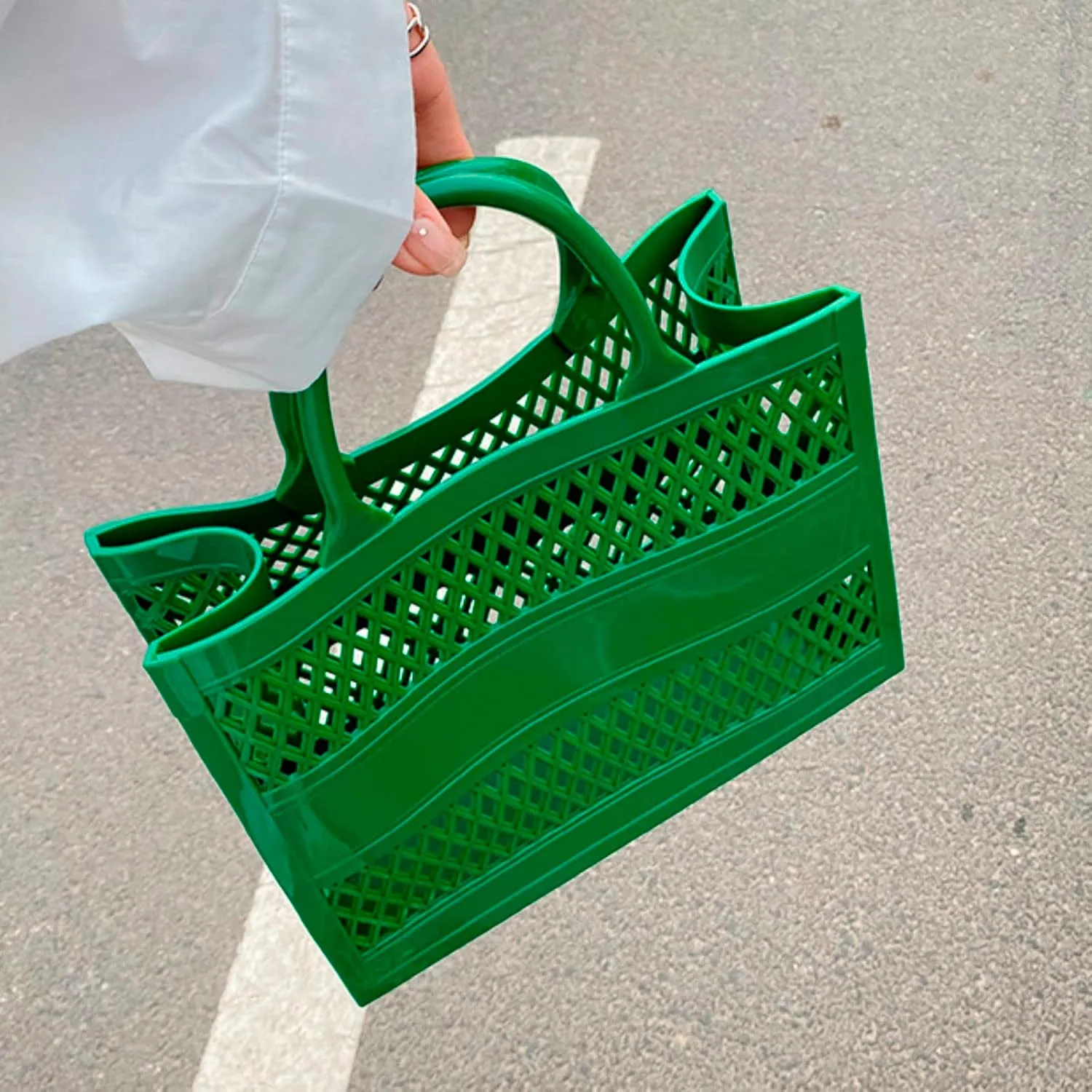 Fashion Big Capacity PVC Shopping Tote Bag Rubber Silicone Beach Bag Go Power Sports Clutch Shoulder Messenger Bags
