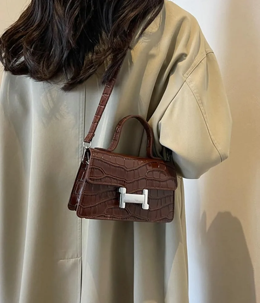 Fashion Shoulder Crossbody Bag for Women Vegan Leather Y2k Purse Small Totes Crocodile Handbag Satchel Clutch