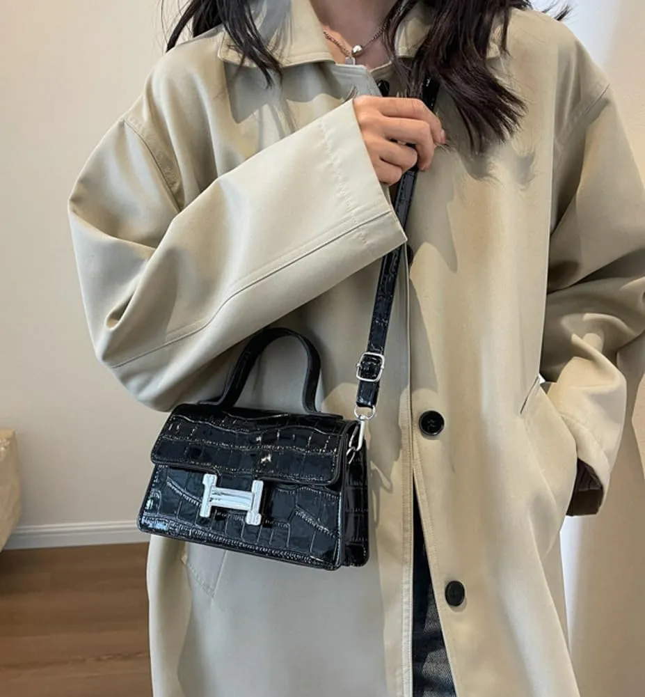 Fashion Shoulder Crossbody Bag for Women Vegan Leather Y2k Purse Small Totes Crocodile Handbag Satchel Clutch