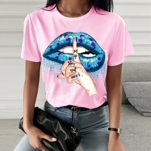 Fashion  spring and summer hush quiet printing short-sleeved T-shirt