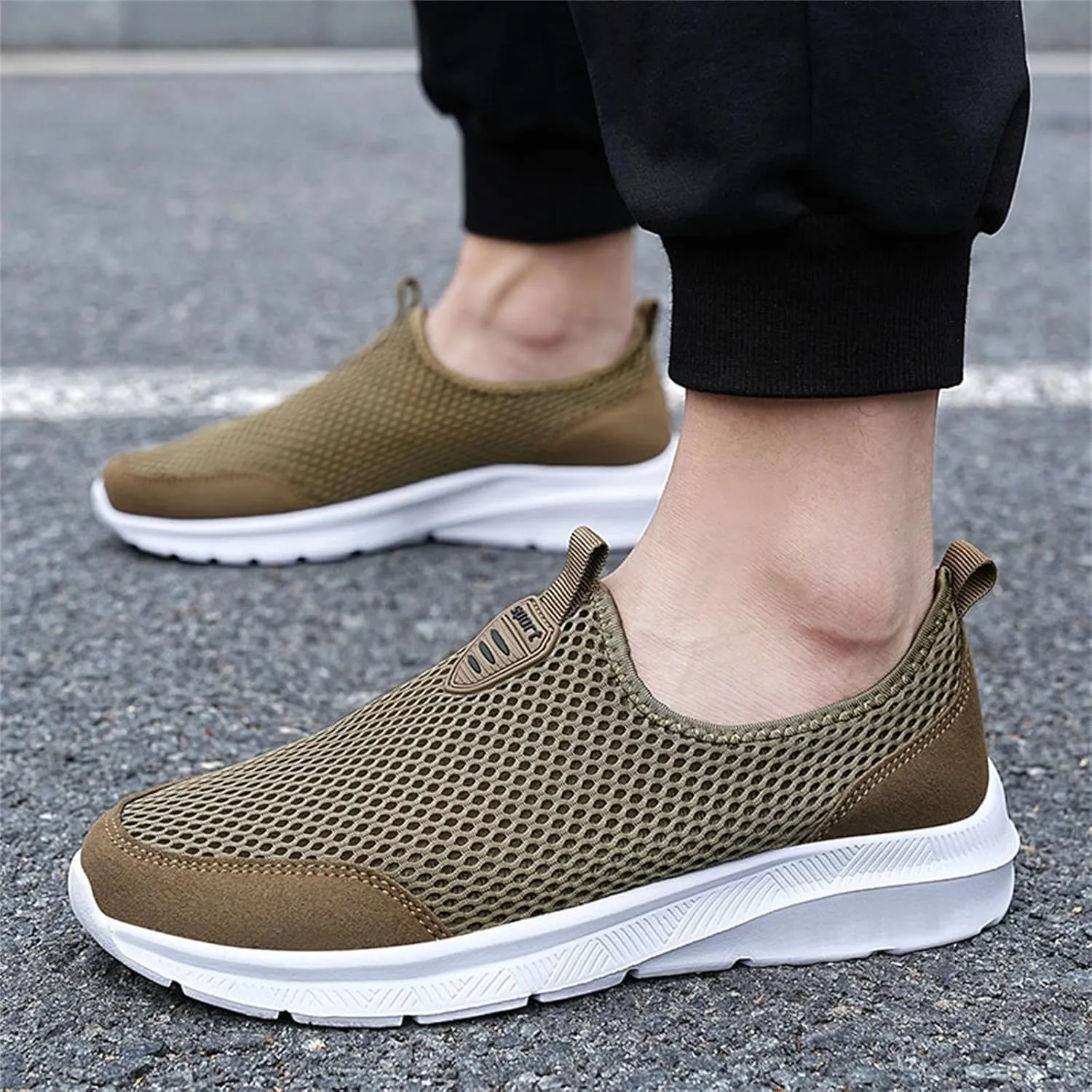 Fashion Summer Men Breathable Mesh Shallow Lace Up Casual Shoes Mens Classic Leather Sneaker