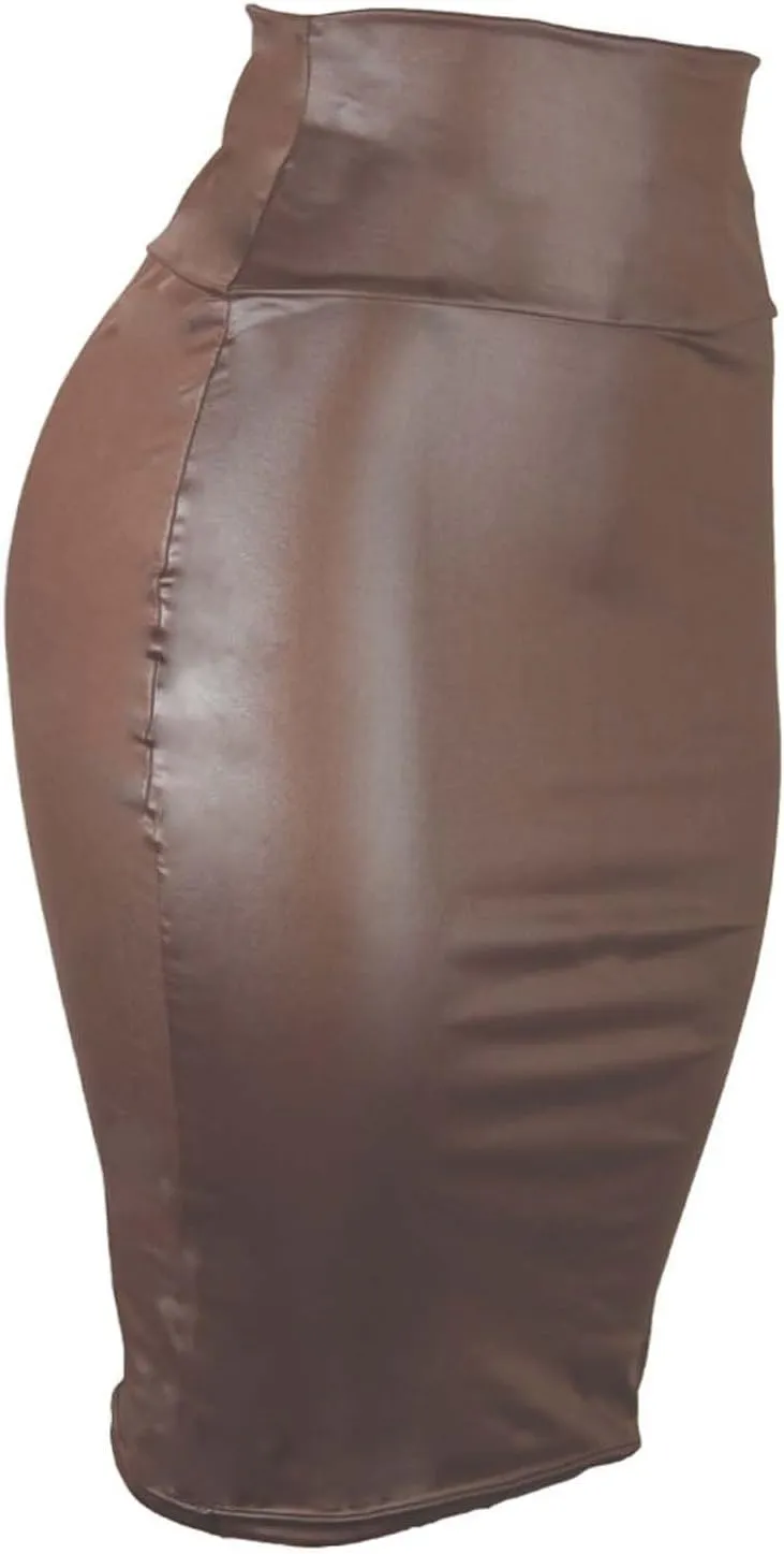Faux Leather Skirts for Women High Waisted Sexy Wrap Hip Bodycon Pencil Skirt Going Out Midi Skirt