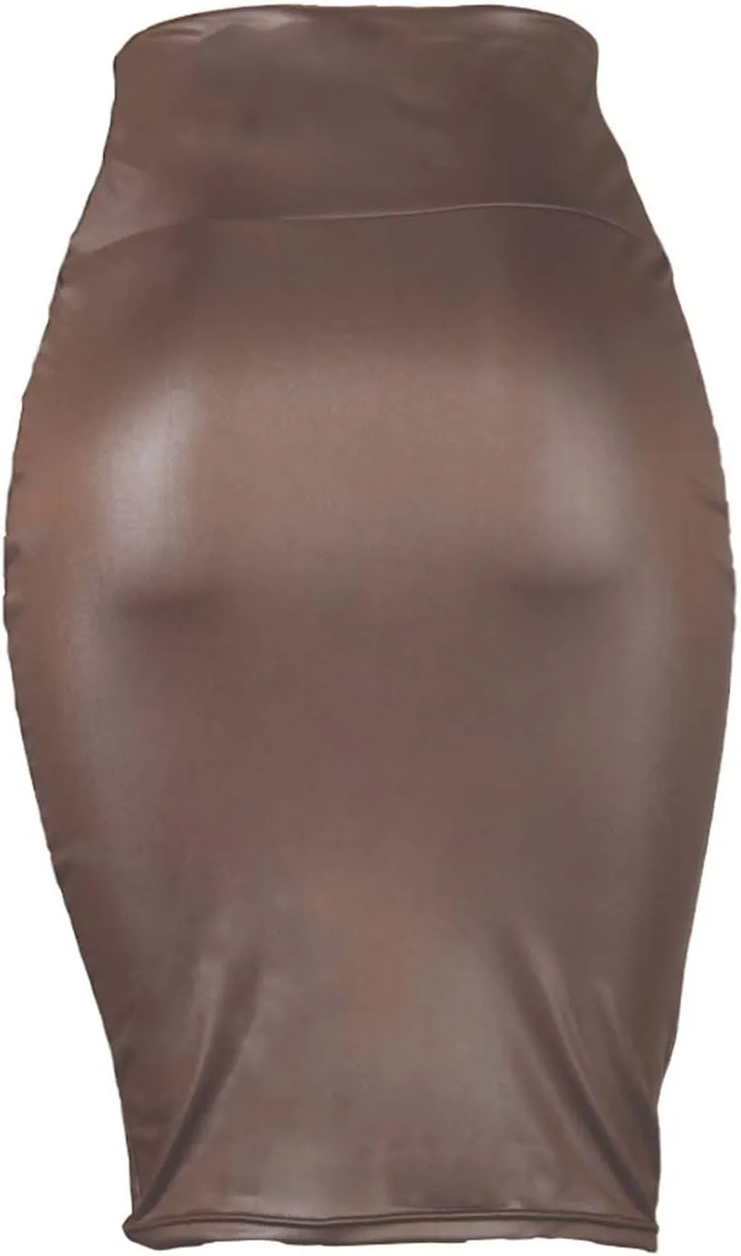 Faux Leather Skirts for Women High Waisted Sexy Wrap Hip Bodycon Pencil Skirt Going Out Midi Skirt