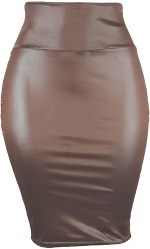 Faux Leather Skirts for Women High Waisted Sexy Wrap Hip Bodycon Pencil Skirt Going Out Midi Skirt