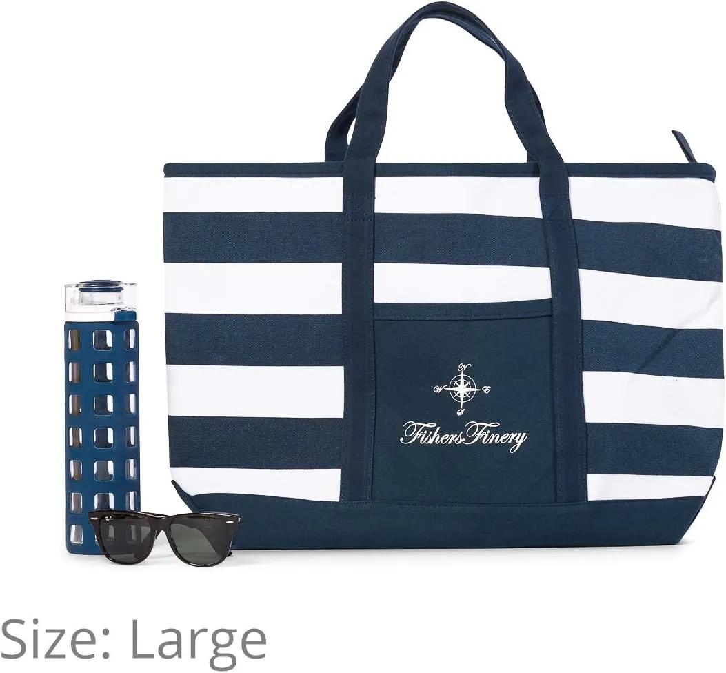Fishers Finery Heavy Duty Zippered Beach Bags and Totes Travel Tote Weekender Bags (Red, L)
