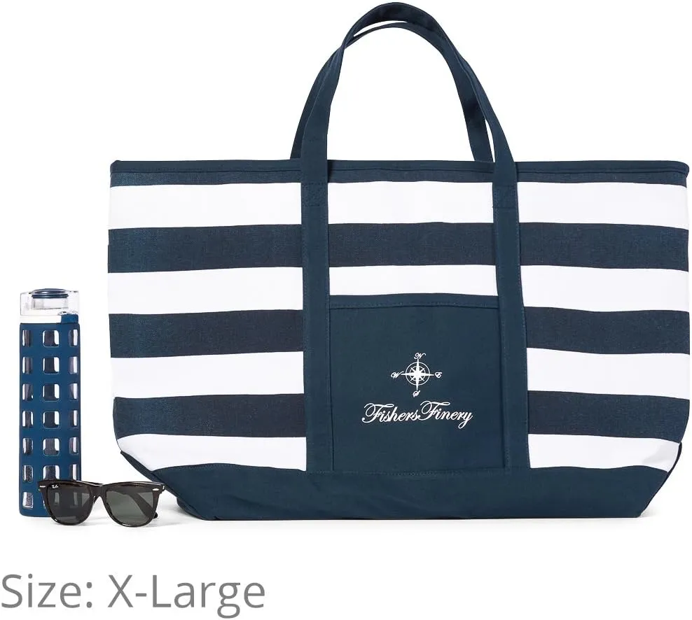 Fishers Finery Heavy Duty Zippered Beach Bags and Totes Travel Tote Weekender Bags (Red, L)