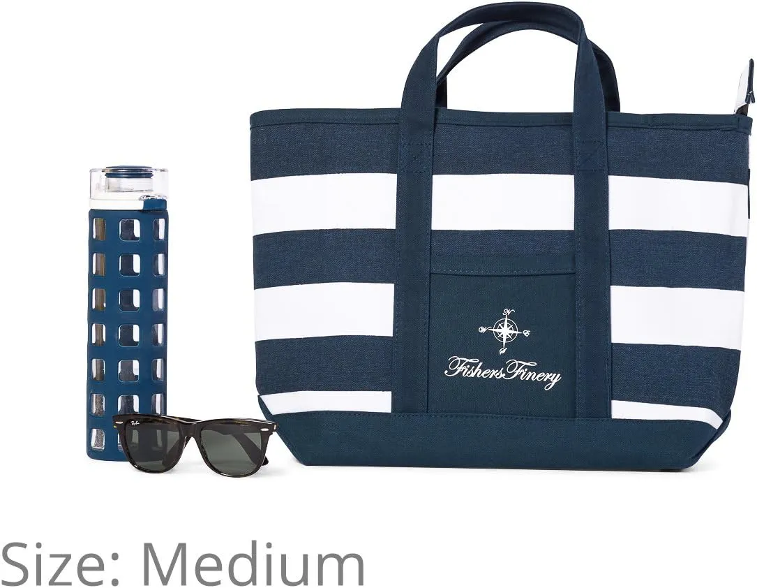 Fishers Finery Heavy Duty Zippered Beach Bags and Totes Travel Tote Weekender Bags (Red, L)