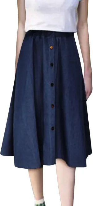 Flowy Skirt Women Women's Plus Size Denim Skirt Casual High Waisted A Line Midi with Elastic Waist for School