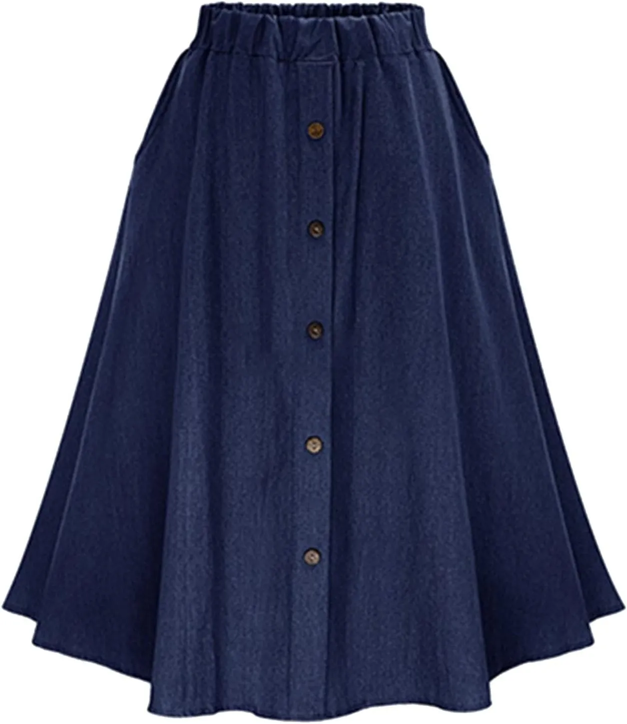 Flowy Skirt Women Women's Plus Size Denim Skirt Casual High Waisted A Line Midi with Elastic Waist for School