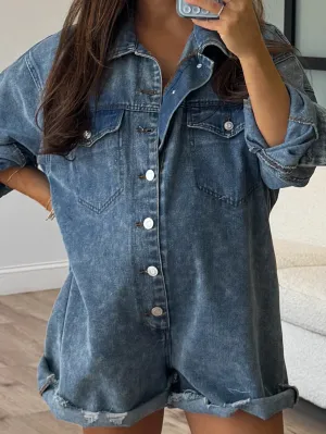 Freya Distressed Denim Romper