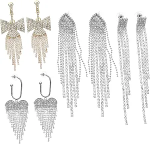 GALPADA Chandelier Dangle Earrings Set Rhinestone Earrings for Women Gold Plated