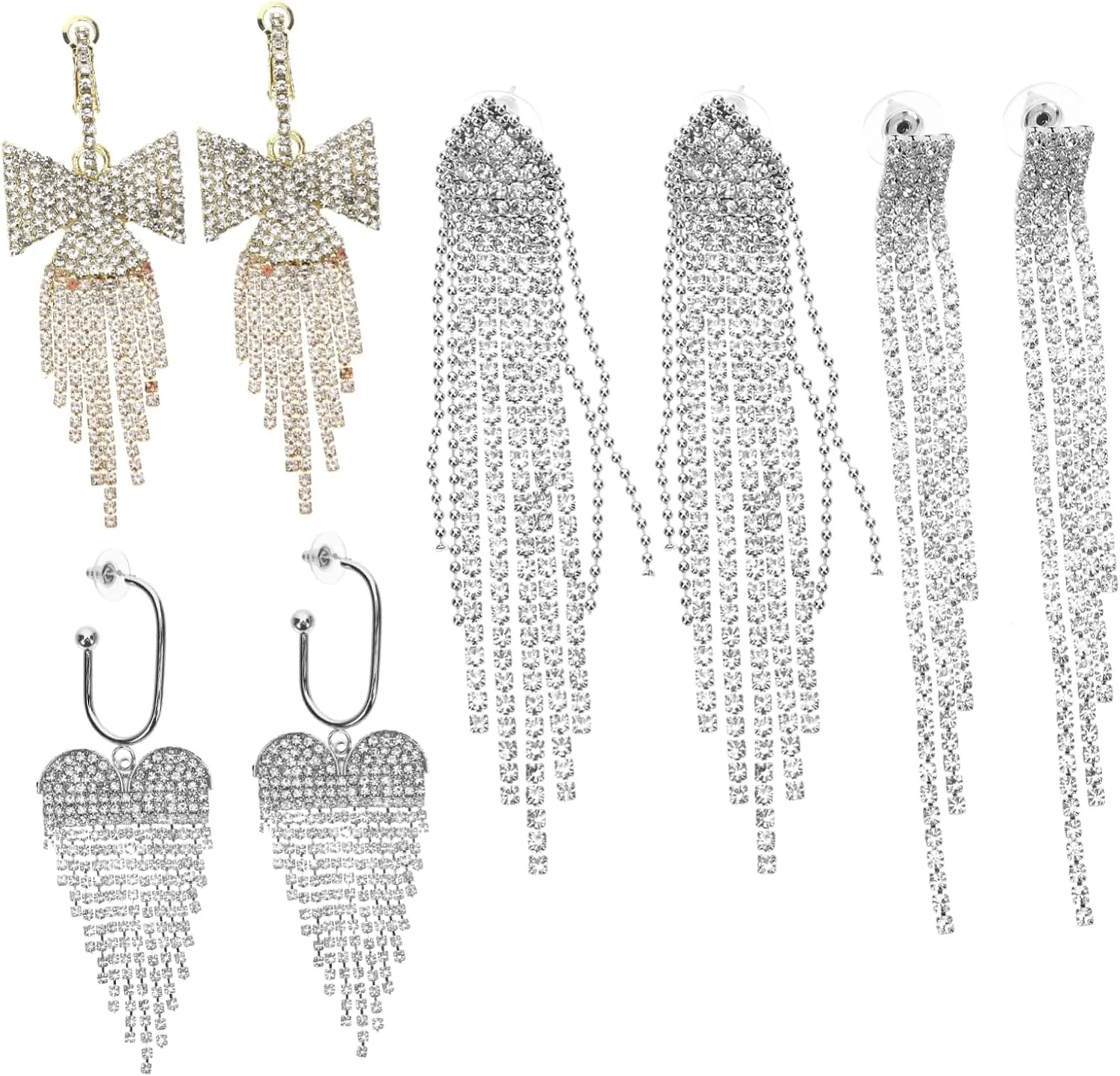 GALPADA Chandelier Dangle Earrings Set Rhinestone Earrings for Women Gold Plated