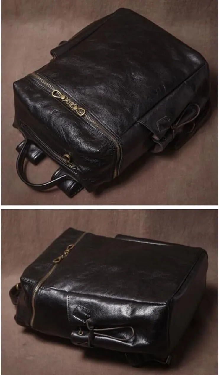 Genuine Leather Backpacks Travel Bags Laptop Bags Mens Luggage Casual Daypack Computers Bags Briefcases(Brown)
