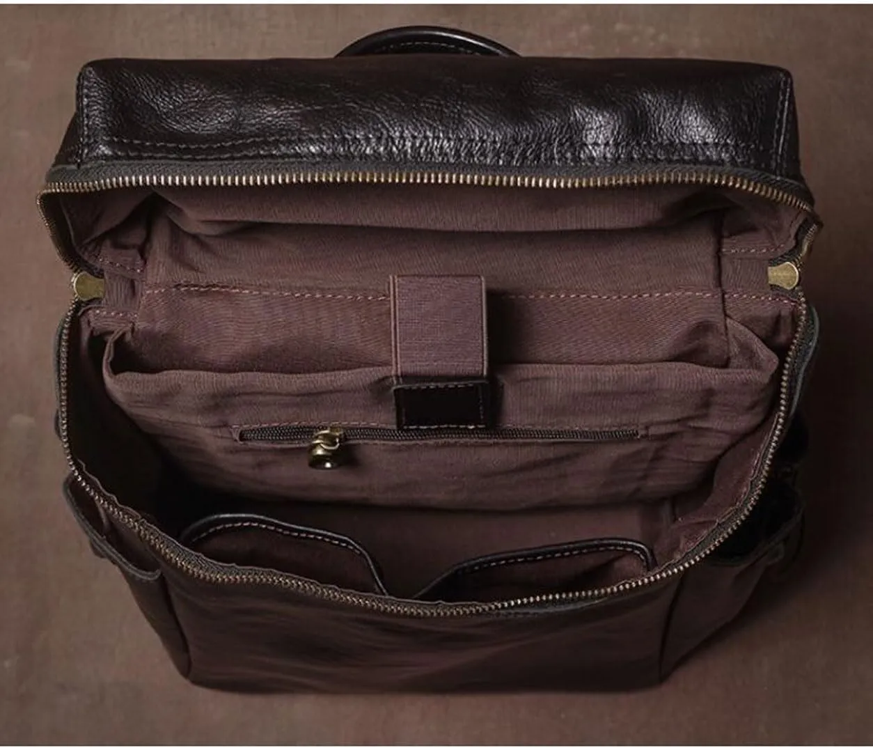 Genuine Leather Backpacks Travel Bags Laptop Bags Mens Luggage Casual Daypack Computers Bags Briefcases(Brown)