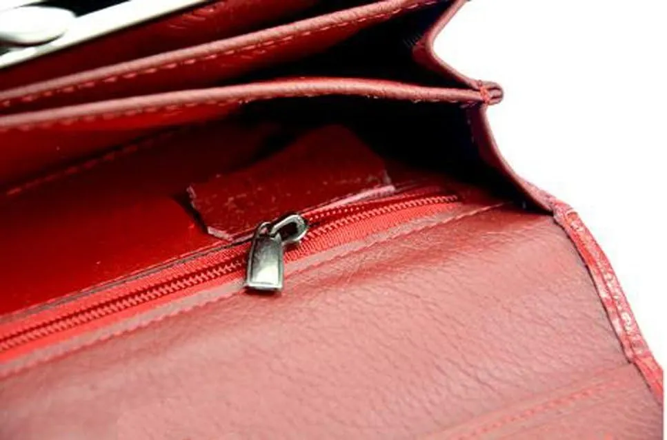 Genuine Leather Purse Wallet Crocodile Long Clutch Wallets Women Female Coin Purses Holders (Red)