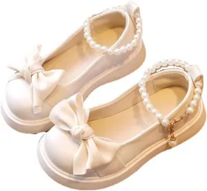 Girls Shoes Platform Toddler Girls Dress Shoes Cute Bowknot Pearls Mary Jane Flower Girls Wedding Birthday Party Prom