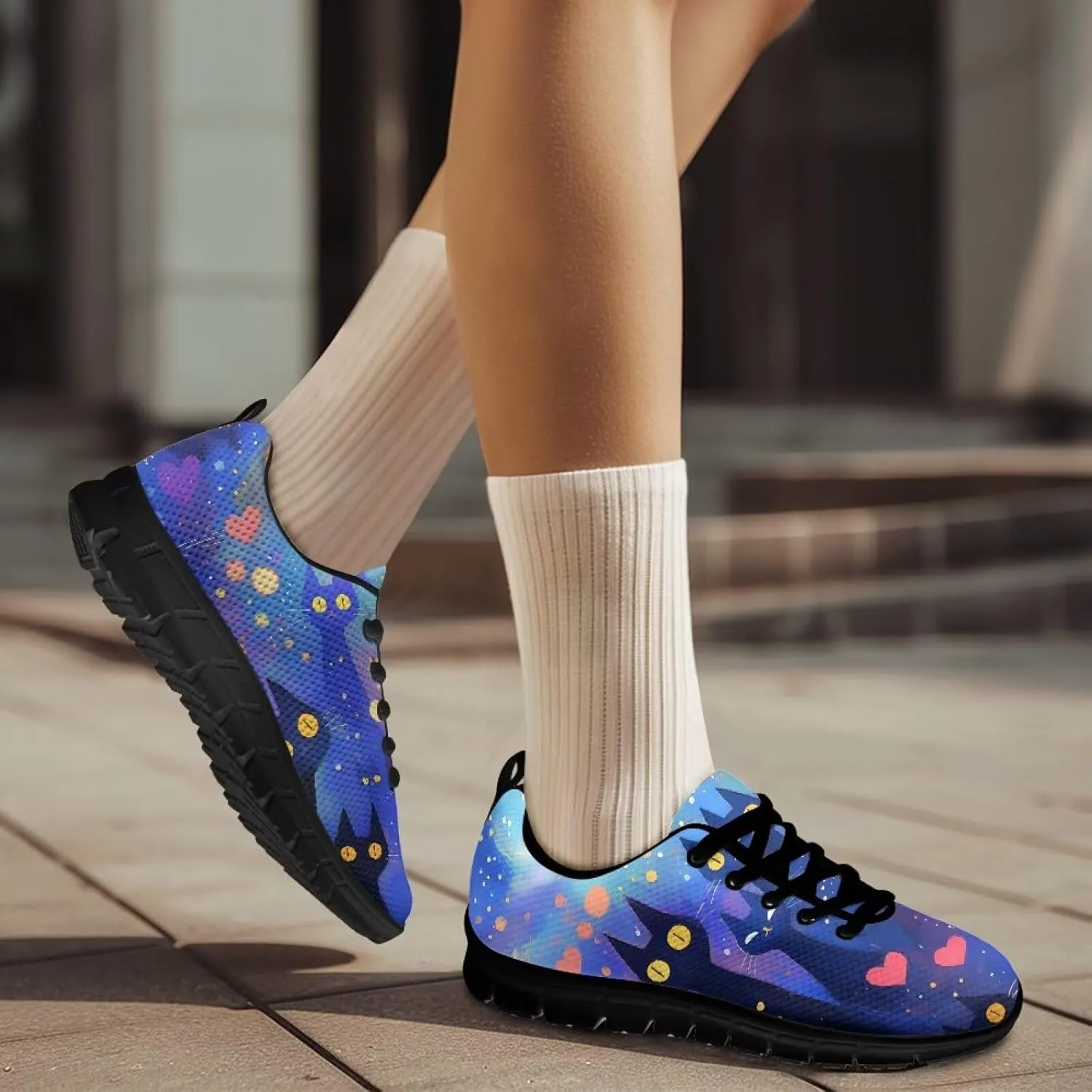 GOSTONG Womens Running Shoes Breathable Mesh Sneakers Non Slip Rubber Sole Lace up Outdoor Athletic Shoes Sole Black US 5-12