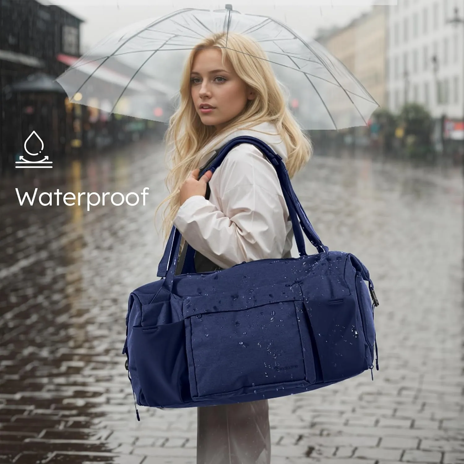 Gym Bag for Men with Shoes Compartment and Wet Pocket Convertible Duffle Bag and Gym Backpack Waterproof Sports Bags with 2 Bottle Holders Multipurpose Weekender Overnight Bag -Dark Blue