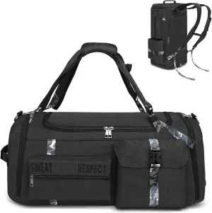 Gym Bags for Men Gym Duffle Bag Backpack 3-Way Sports Duffel Bags for Men with Shoe Compartment & Wet PocketBlack