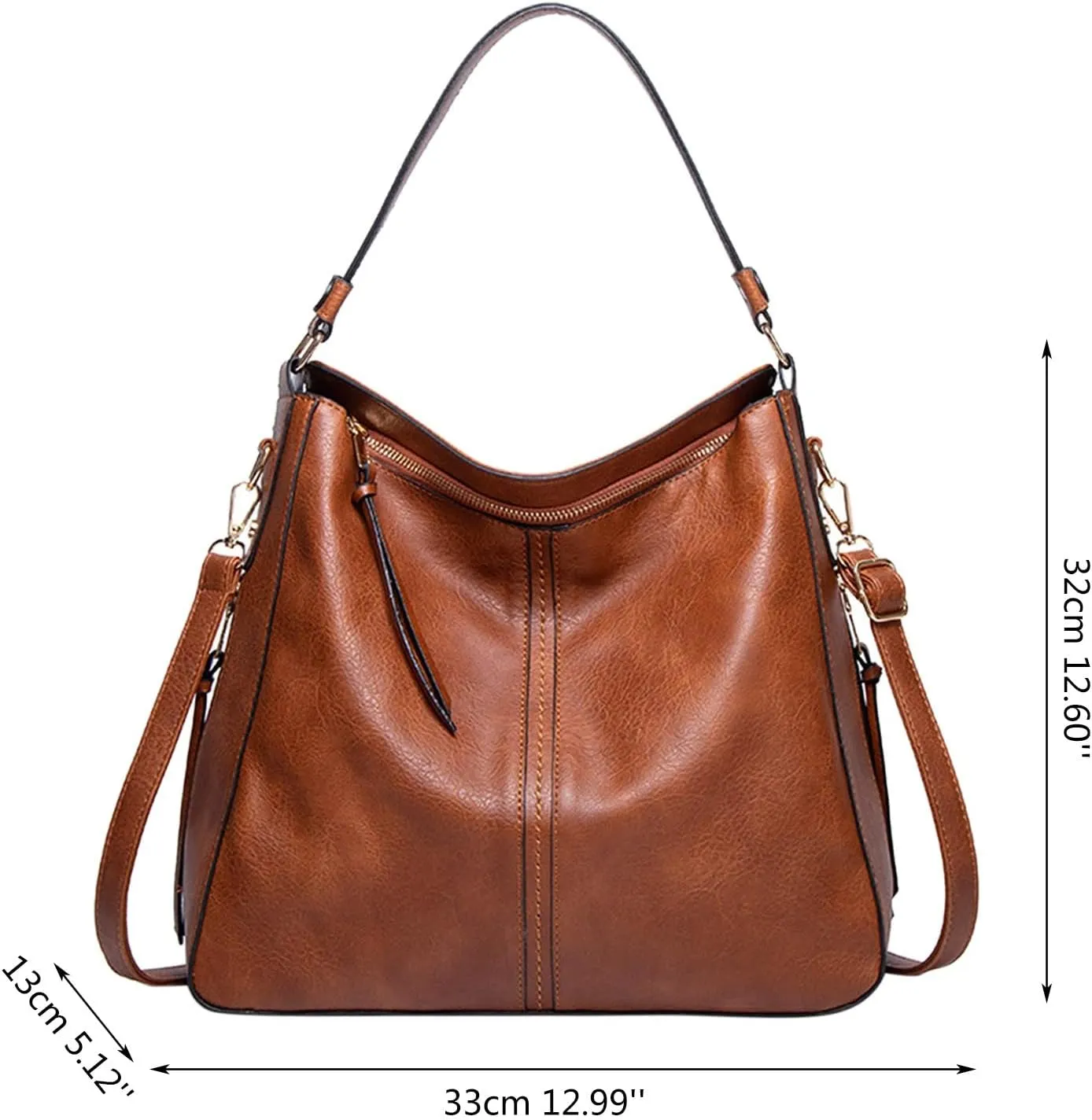 Handbags For Women Large Designer Ladies Bag Bucket Purse Faux Leather Large Tote Bag with Zipper Bags (Blue, One Size)